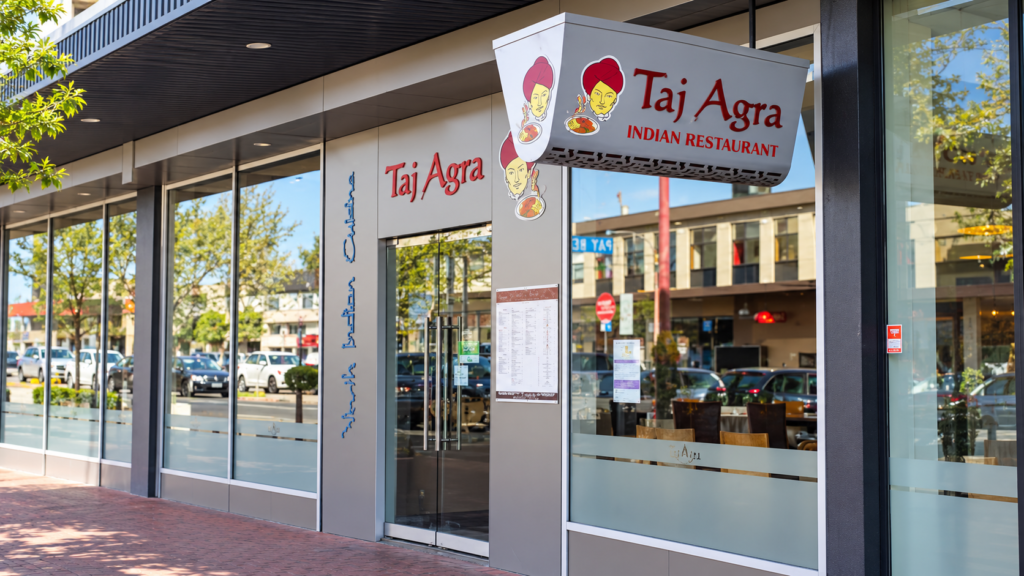 Taj Agra Indian Restaurant storefront in Canberra